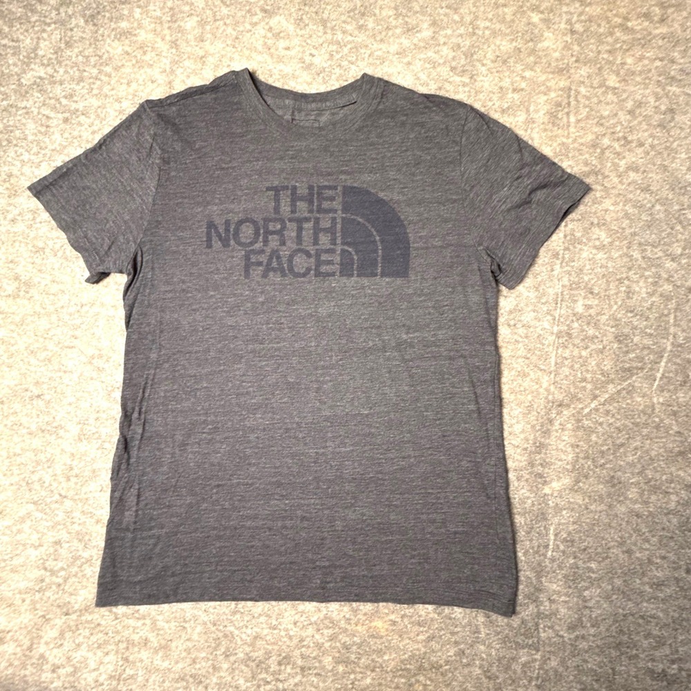 The North Face Mens Large Navy Gray Heather Graphic Logo Short Sleeve T-Shirt